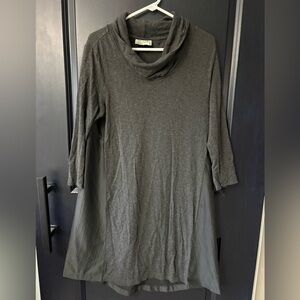 Saturday Sunday Two Tone Cowl Neck Dress charcoal Gray Black Satin Like Large